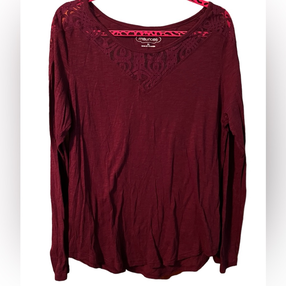 Maurices Maroon Long-sleeve Shirt